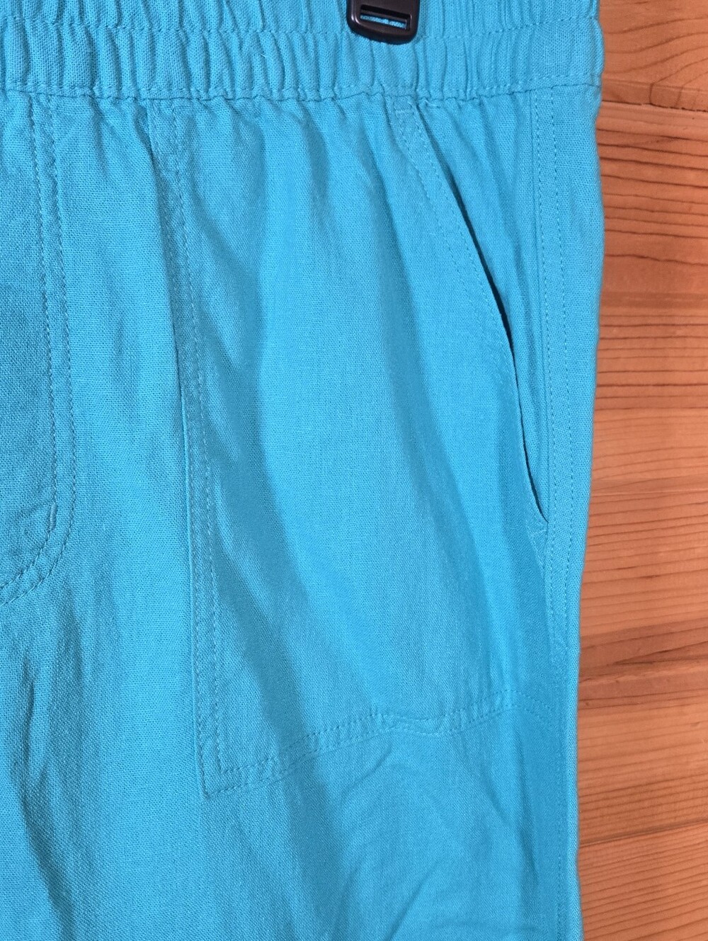 St. John's Bay Linen Rayon Pants NWT Large Wide Leg Turquoise Beach Boho Resort - Picture 2 of 8